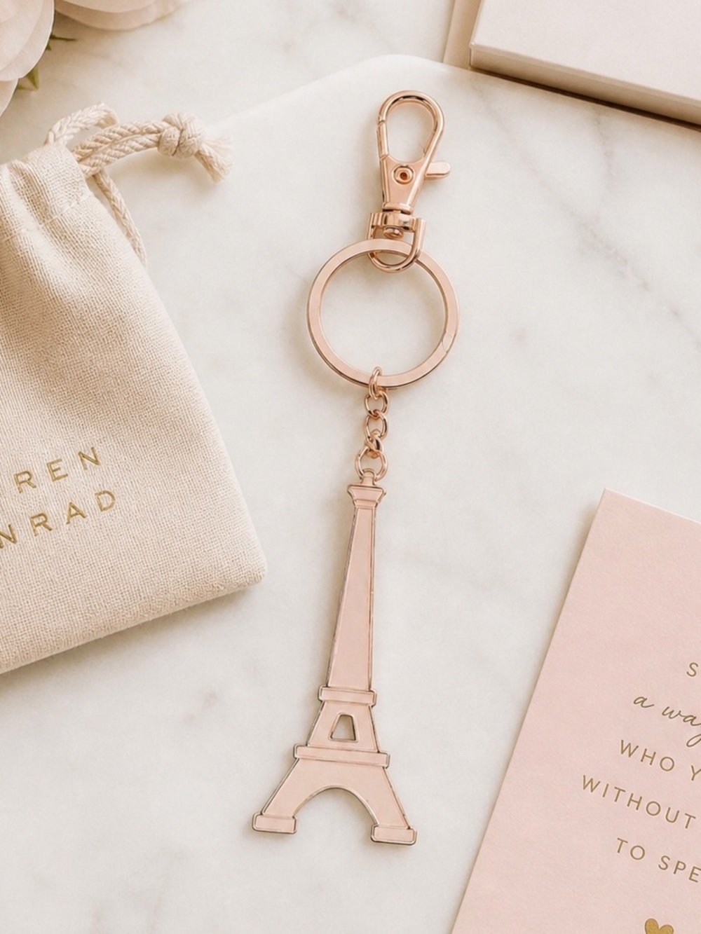 Rose Gold Eiffel Tower Keychain | Paris Charm Luxe Key Fob NWT